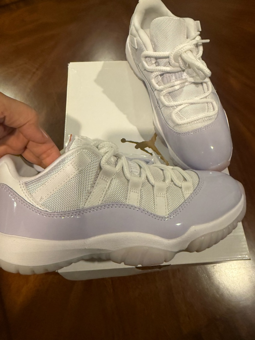Jordan Low-Top Sneakers in White & Lavender Patent